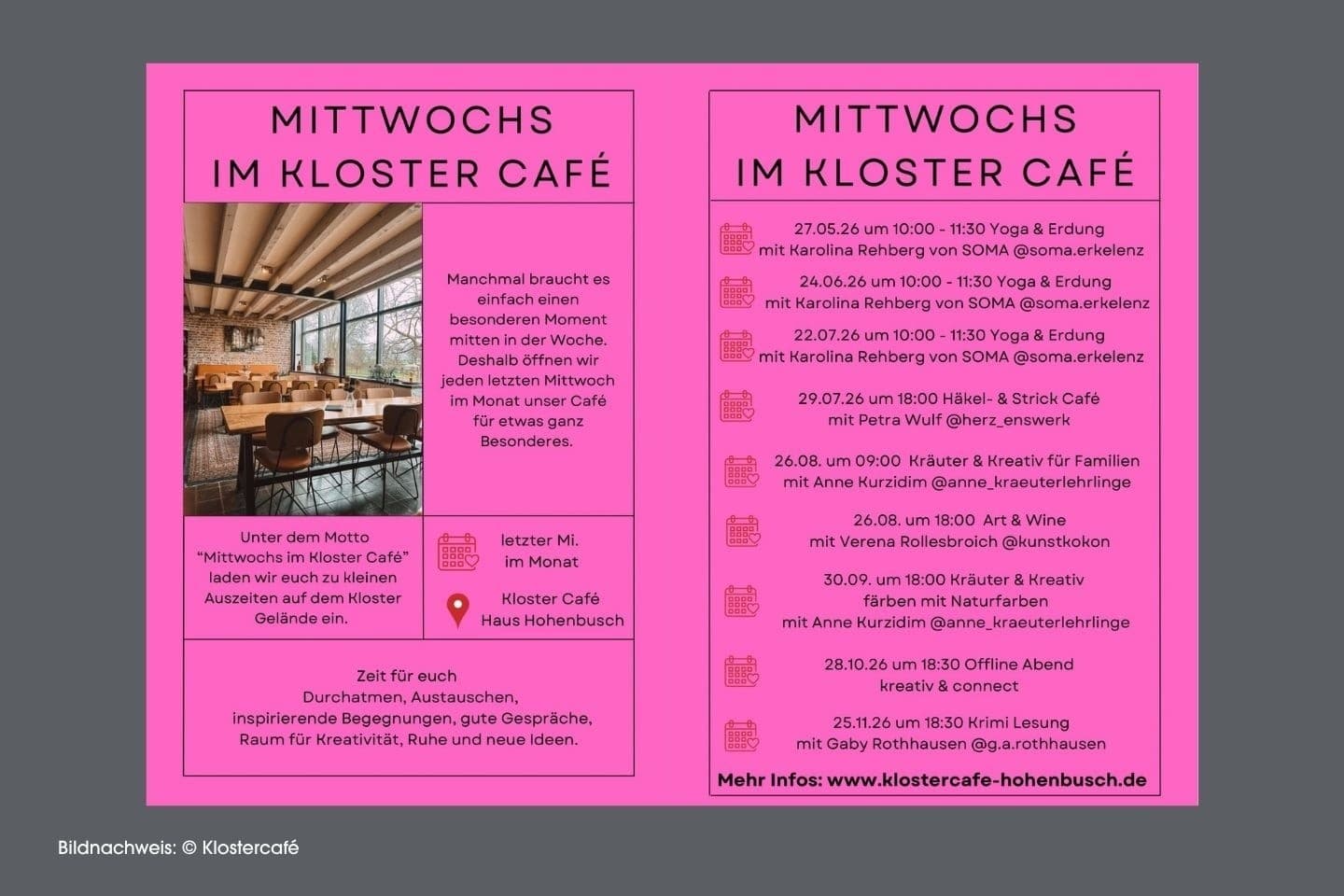 Mittwochs im Klostercafé