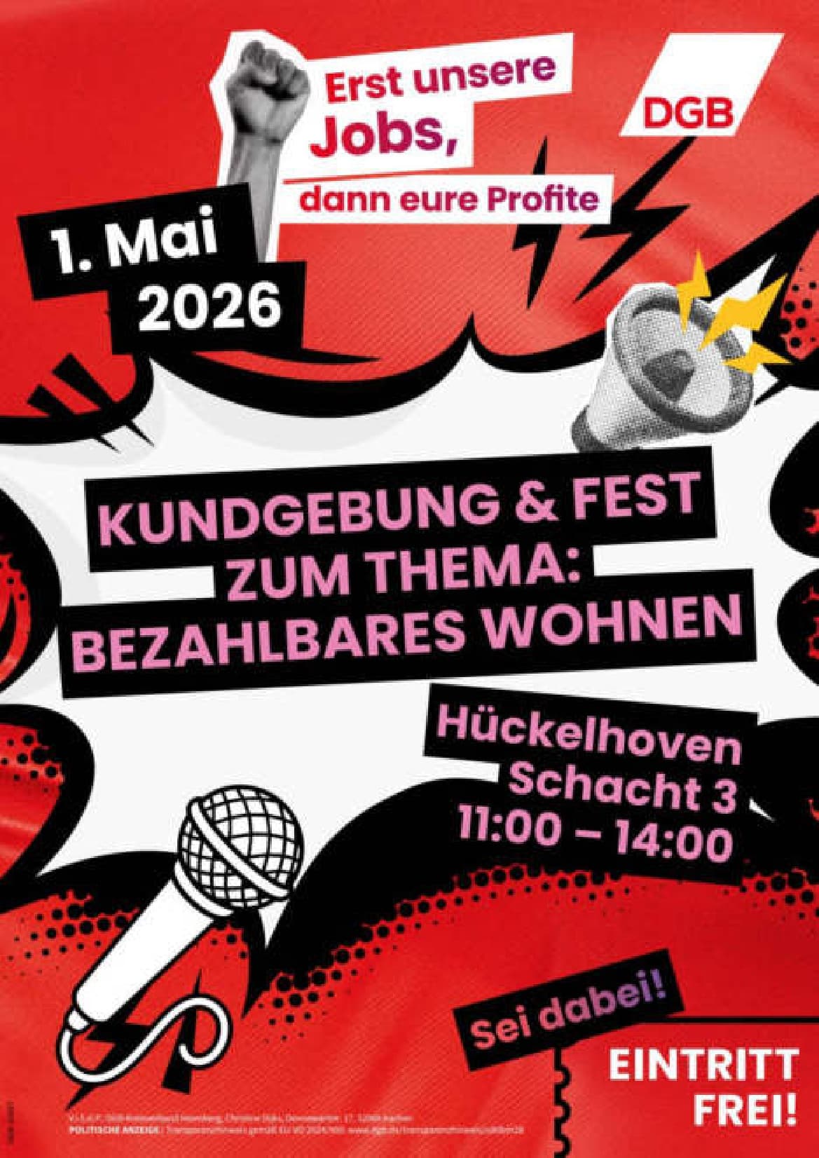 Kundgebung & Fest DES DGB zum Thema ‘Bezahlbares Wohnen’