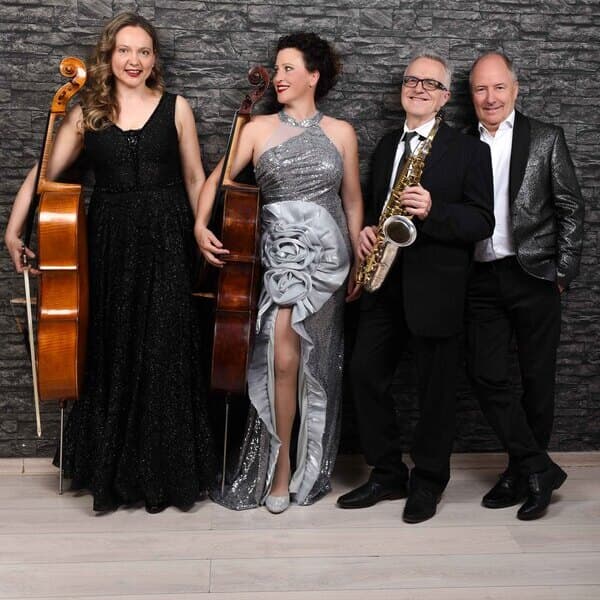 MUSICAL-MELODIEN Solina-Cello-Ensemble: Zwei Cellistinnen, Saxophon, Piano 17.04.26 in Wassenberg-Ophoven, Bürgerhaus Ophoven
