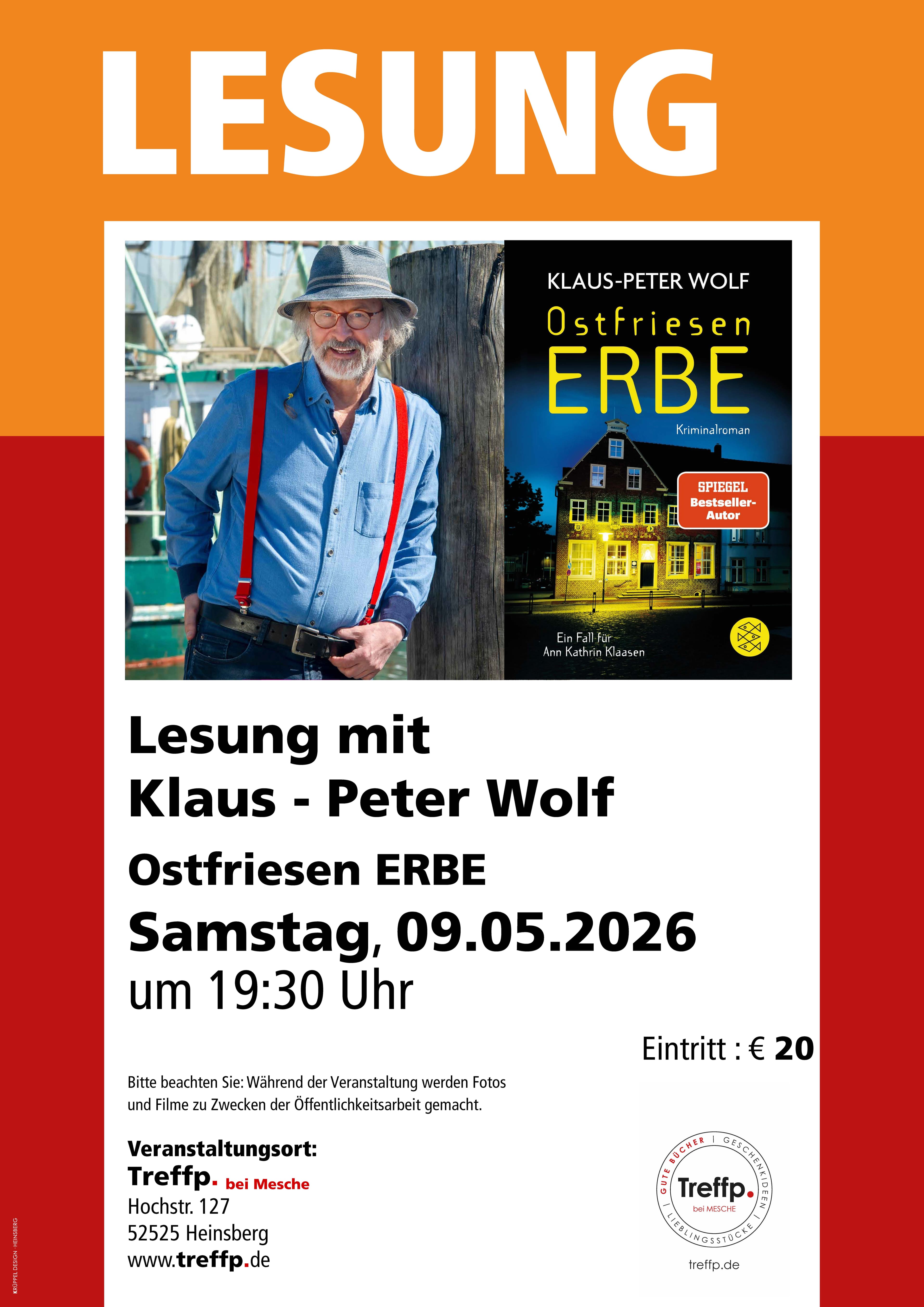 Lesung mit Klaus-Peter Wolf aus Ostfriesen ERBE