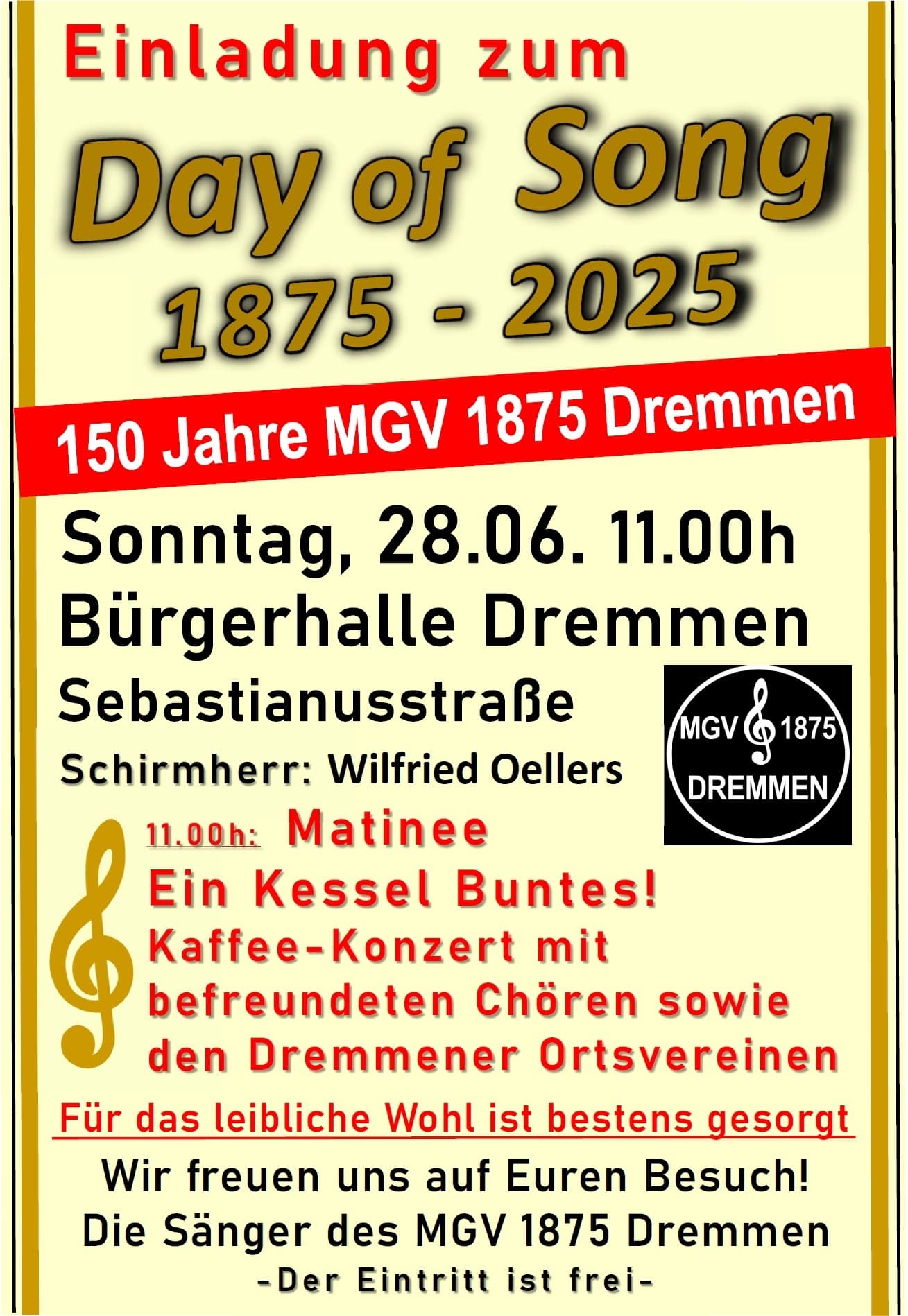 Jubiläumsveranstaltung / Konzert 150 Jahre MGV 1875 Dremmen e.V.