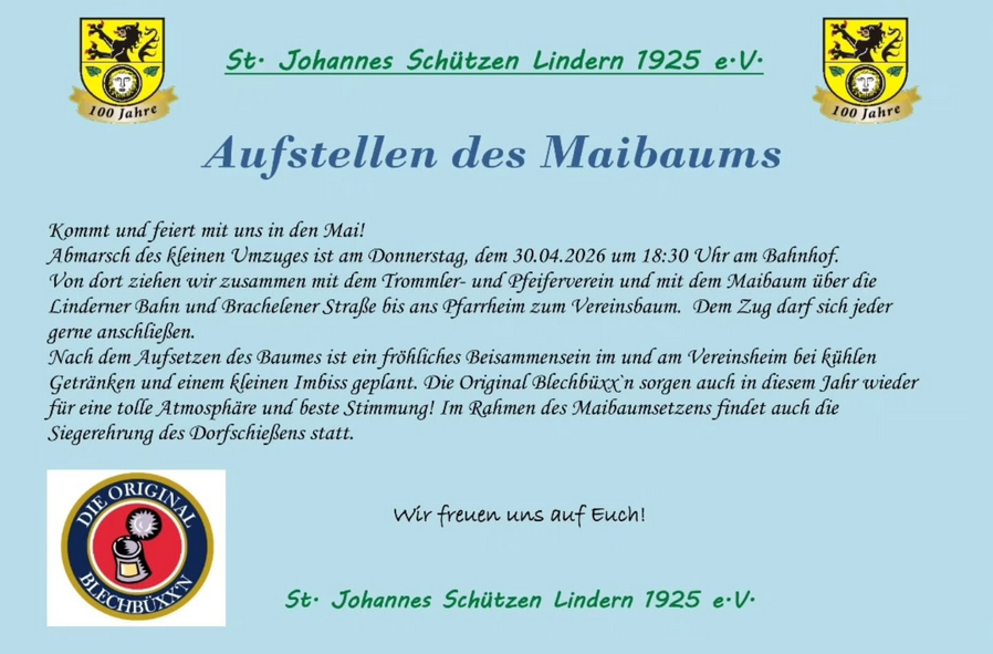 Aufstellen des Maibaums in Lindern