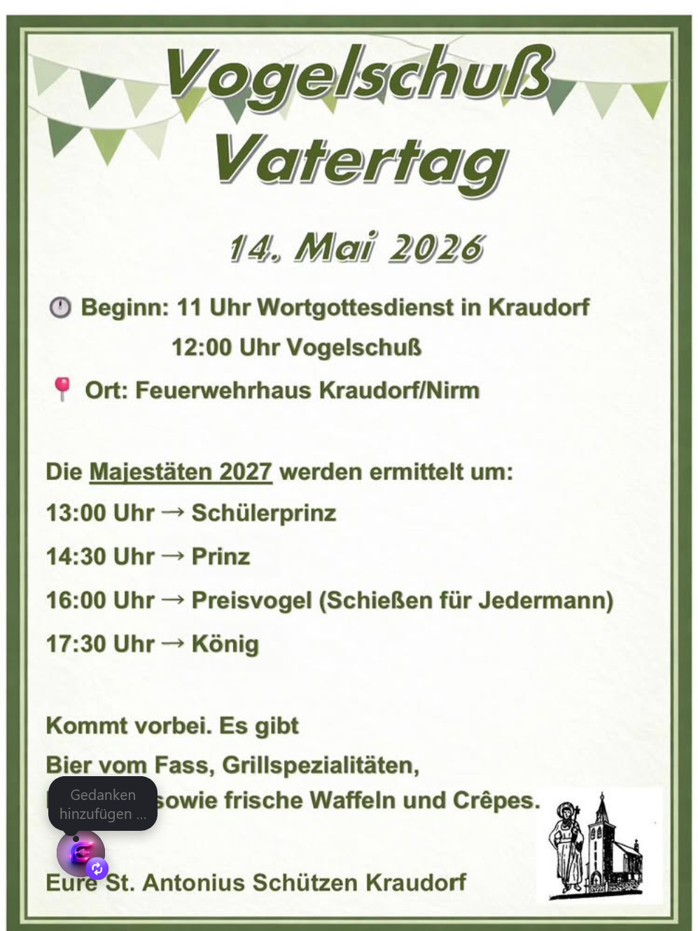 Vogelschuss an Vatertag Kraudorf